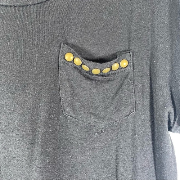 Monteau Black Scoop Neck Shirt Short Sleeve Oversized Studded Size Medium - Picture 3 of 6